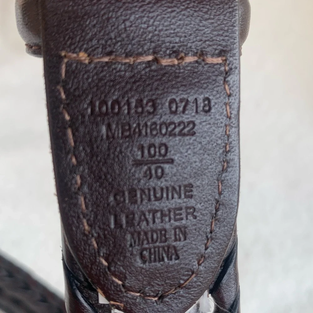 Fossil Myles Dark Brown Braided Leather Belt with Brushed Nickel Buckle 40 - Picture 3 of 7